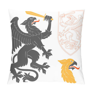 Personality  Black Griffin Illustration Pillow Covers
