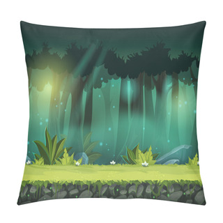 Personality  Vector Horizontal Seamless Illustration Of Forest In A Magical Mist Pillow Covers