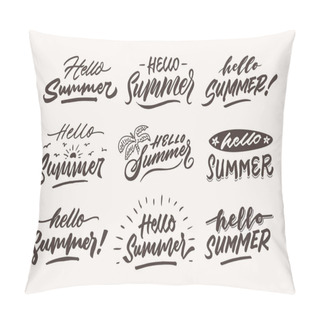 Personality  Hello Summer Vintage Roughen Hand Lettering Typography And Illustration Bundle Pillow Covers