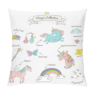 Personality  Magic Hand Drawn Set - Unicorn, Rainbow And Fairy Wings Pillow Covers