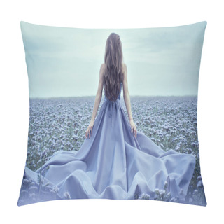 Personality  Woman In Blue Dress Pillow Covers
