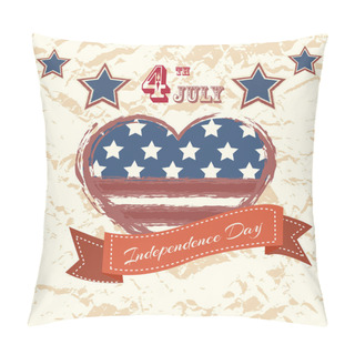 Personality  Vector Independence Day Poster. Retro Vintage Version Pillow Covers