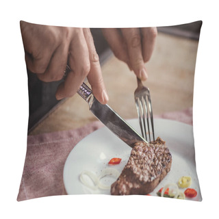 Personality  Man Eating Steak  Pillow Covers