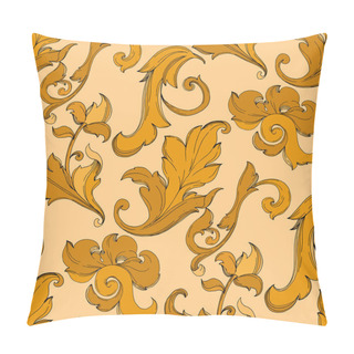Personality  Vector Gold Monogram Floral Ornament. Black And White Engraved Ink Art. Seamless Background Pattern. Pillow Covers