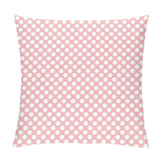 Personality  Seamless Vector Pattern With White Polka Dots On A Tile Pastel Pink Background Pillow Covers