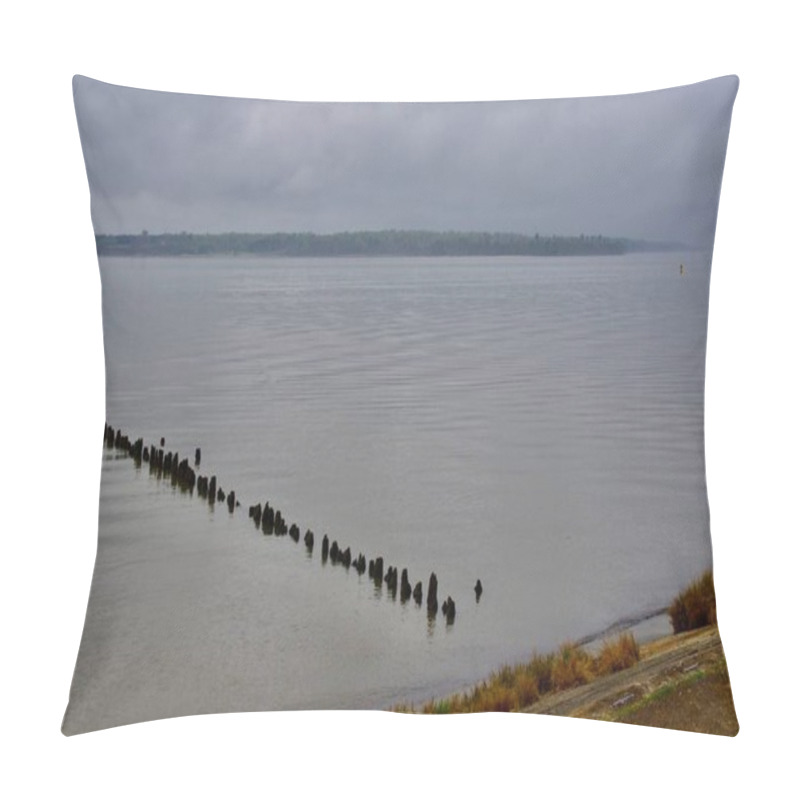 Personality  Remains Of A Wooden Pier On The James River. Jamestown, VA, USA. April 14, 2015.  Pillow Covers