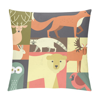 Personality  Forest Animals Made In Geometric Flat Style Pillow Covers