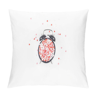 Personality  Valentine Day Concept With Alarm Clock And Hearts Pillow Covers
