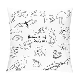 Personality  Animals Of Australia (a Set Of Simple Drawings) Pillow Covers