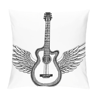 Personality  Cool Guitar. Rock Emblem For Music Festival. Heavy Metall Concert. T-shirt Print, Poster. Musical Instrument. Badge, Logo Art Pillow Covers