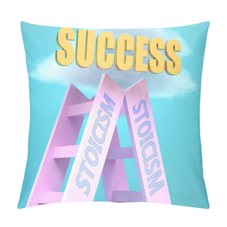 Personality  Stoicism Ladder That Leads To Success High In The Sky, To Symbolize That Stoicism Is A Very Important Factor In Reaching Success In Life And Business., 3d Illustration Pillow Covers