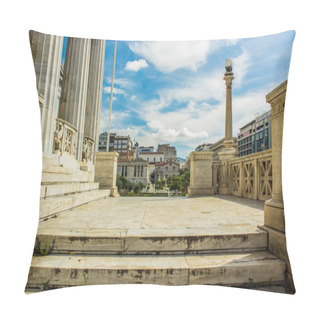 Personality  Greece Antique City Athens White Buildings Background And Marble Stairs Foreground Pillow Covers