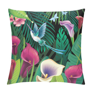 Personality  Background With Tropical Jungle Plants Pillow Covers