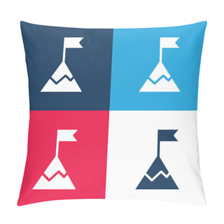 Personality  Achievement Blue And Red Four Color Minimal Icon Set Pillow Covers