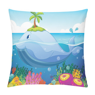 Personality  Fish, Island And Coral In The Sea Pillow Covers