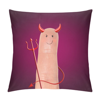 Personality  Devil On Finger - Humor Contept Pillow Covers