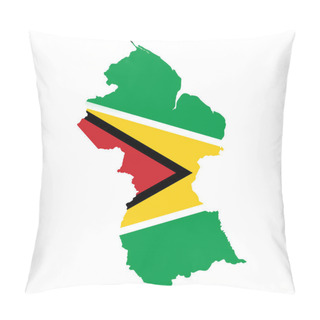 Personality  Guyana Flag Map. Country Outline With National Flag Pillow Covers