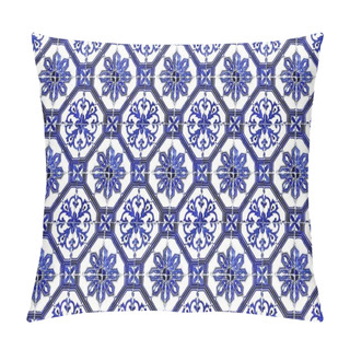 Personality  Seamless Portugal Or Spain Azulejo Tile Background. High Resolution. Pillow Covers
