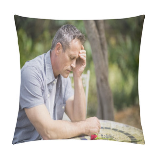 Personality  Depressed Man Touching His Forehead Pillow Covers