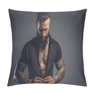 Personality  Tattooed Male Taking Off His Shirt Pillow Covers