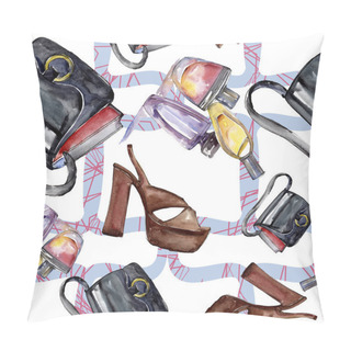 Personality  Fashionable Sketch Fashion Glamour Illustration In A Watercolor Style Element. Clothes Accessories Set Trendy Vogue Outfit. Watercolour Set Seamless Background Pattern. Fabric Wallpaper Print Texture. Pillow Covers