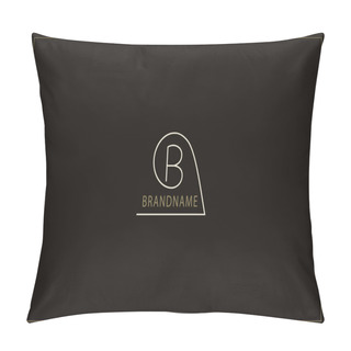 Personality  Letter B Logo. Creative Linear Monogram With Inscription. Luxury Sign In Minimalist Style. Design Template For Business Card, Company Name, Label, Initials. Graceful Symbol. Vector Illustration Pillow Covers