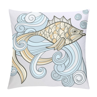 Personality  Vector Abstract Fish On Splash Of Water Pillow Covers