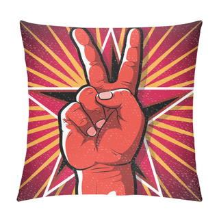Personality  Retro Peace Hand Sign. Pillow Covers