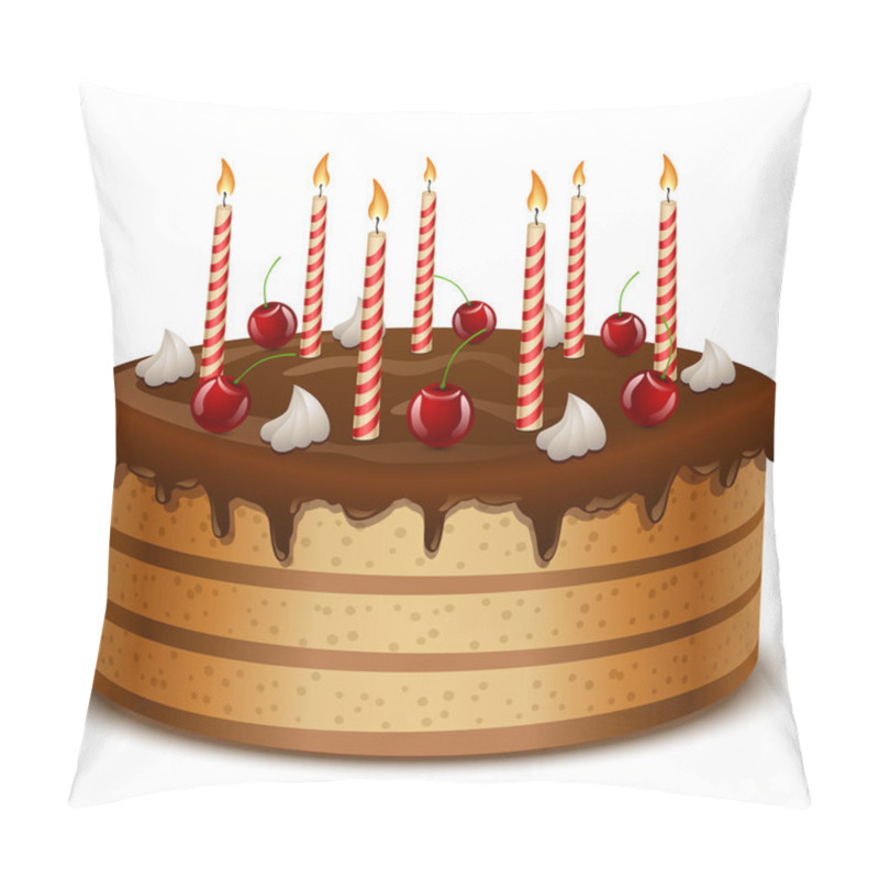 Personality  Birthday Cake With Candles Isolated On White Background Vector I Pillow Covers