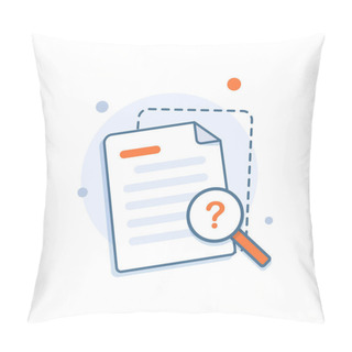 Personality  Documents Icon And Magnifying Glass. Confirmed Or Approved Document,flat Design Icon Vector Illustration Pillow Covers