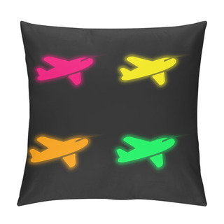 Personality  Air Transport Four Color Glowing Neon Vector Icon Pillow Covers