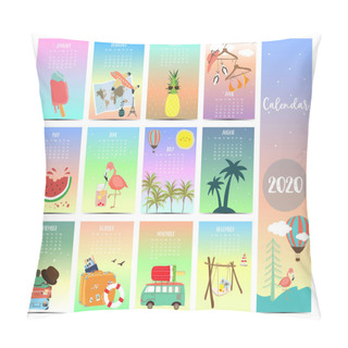 Personality  Travel Calendar 2020 With Watermelon,pineapple For Children.Can  Pillow Covers