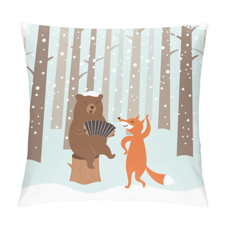 Personality  Bear And A Cute Fox Pillow Covers