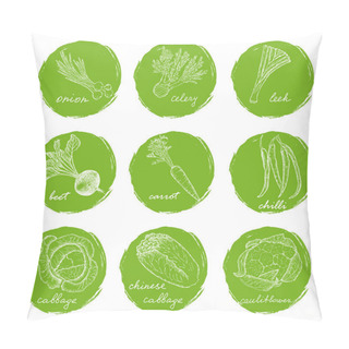 Personality  Sketches Of Various Vegetables Pillow Covers