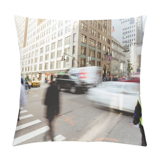 Personality  NEW YORK, USA - OCTOBER 8, 2018: Motion Picture Of New York City Street, Usa Pillow Covers