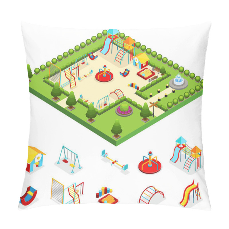 Personality  Isometric Kids Playground Concept pillow covers