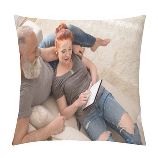 Personality  Mature Couple With Digital Tablet  Pillow Covers