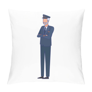 Personality  Plane Pilot Standing Icon, Colorful Design Pillow Covers