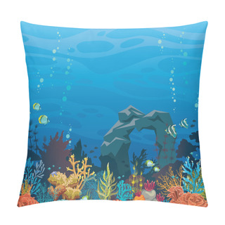 Personality  Coral Reef With Fish And Arch. Underwater Sea. Pillow Covers
