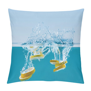 Personality  Lemon Slices Falling Into Water With Splashes Pillow Covers