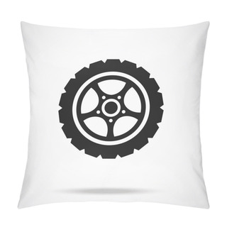 Personality  Tire Icon. Black Vector Icon. Pillow Covers
