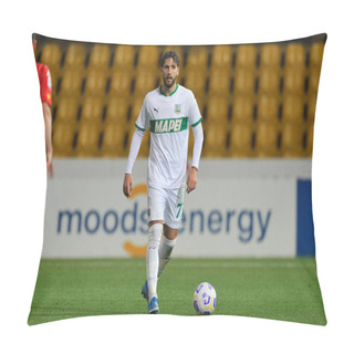Personality  Manuel Locatelli Player Of Sassuolo, During The Match Of The Italian Football League Serie A Between Benevento Vs Sassuolo Final Result 0-1, Match Played At The Ciro Vigorito Stadium In Benevento. Italy, April 12, 2021. Pillow Covers