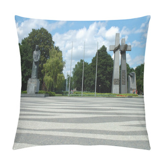 Personality  Monuments: Adam Mickiewicz And June 1956 Victims In Poznan. Pillow Covers