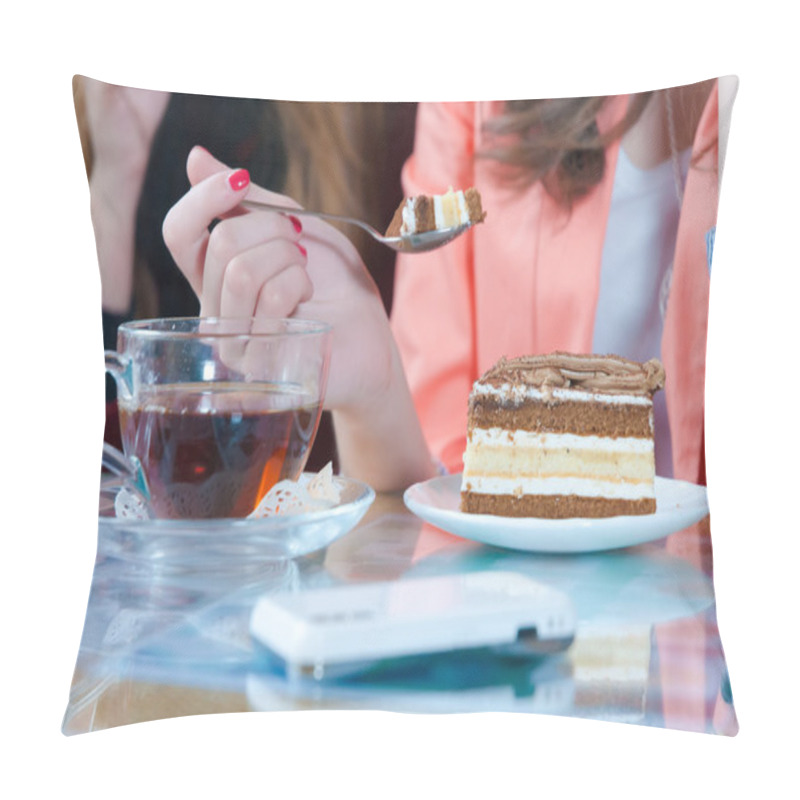 Personality  Young girl eating cake pillow covers