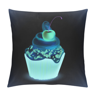 Personality  Vector Illustration Of Cupcake With Cherry Pillow Covers