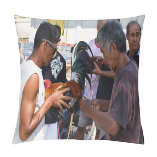 Personality  Unidentified Men During Philippine Traditional Cockfighting Competition. Pillow Covers