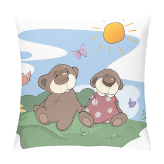 Personality  Bear Cubs On A Glade Pillow Covers
