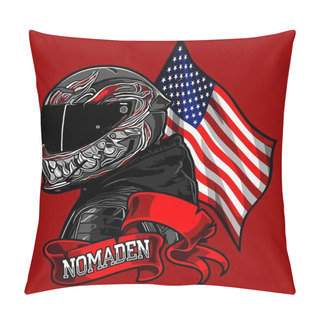 Personality  Bikers Wearing Helmets With Amarica Flags Pillow Covers