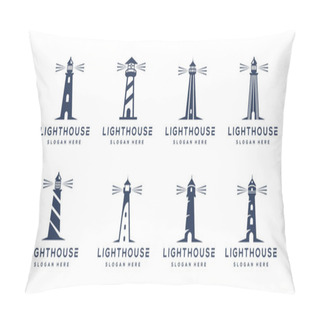 Personality  Set Of Lighthouse Logo Vector Design Pillow Covers