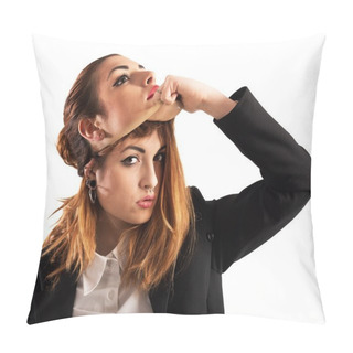 Personality  Woman With Piercing Unmask A Good Girl Pillow Covers